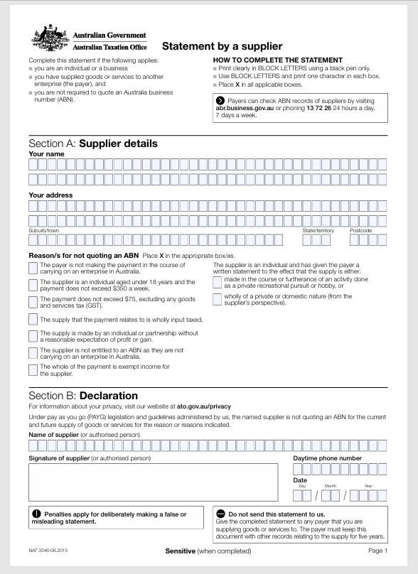 ATO SBS form