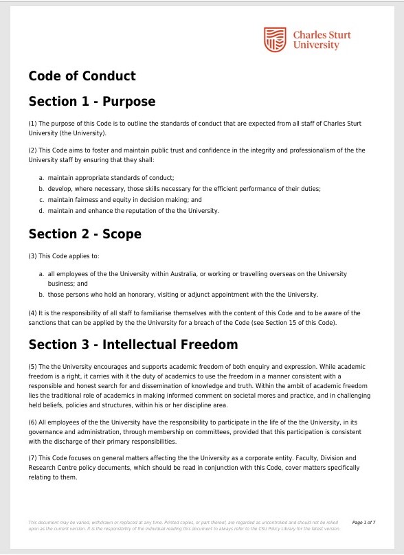 CSU Code of Conduct image